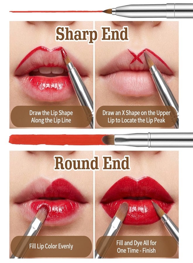 Thrymme 2PCS Retractable Lip Brush, Double-Ended Retractable Lipstick Brush for Lipstick, Gloss and Eyeshadow, with Cap for Clean Storage, Silver - Image 5